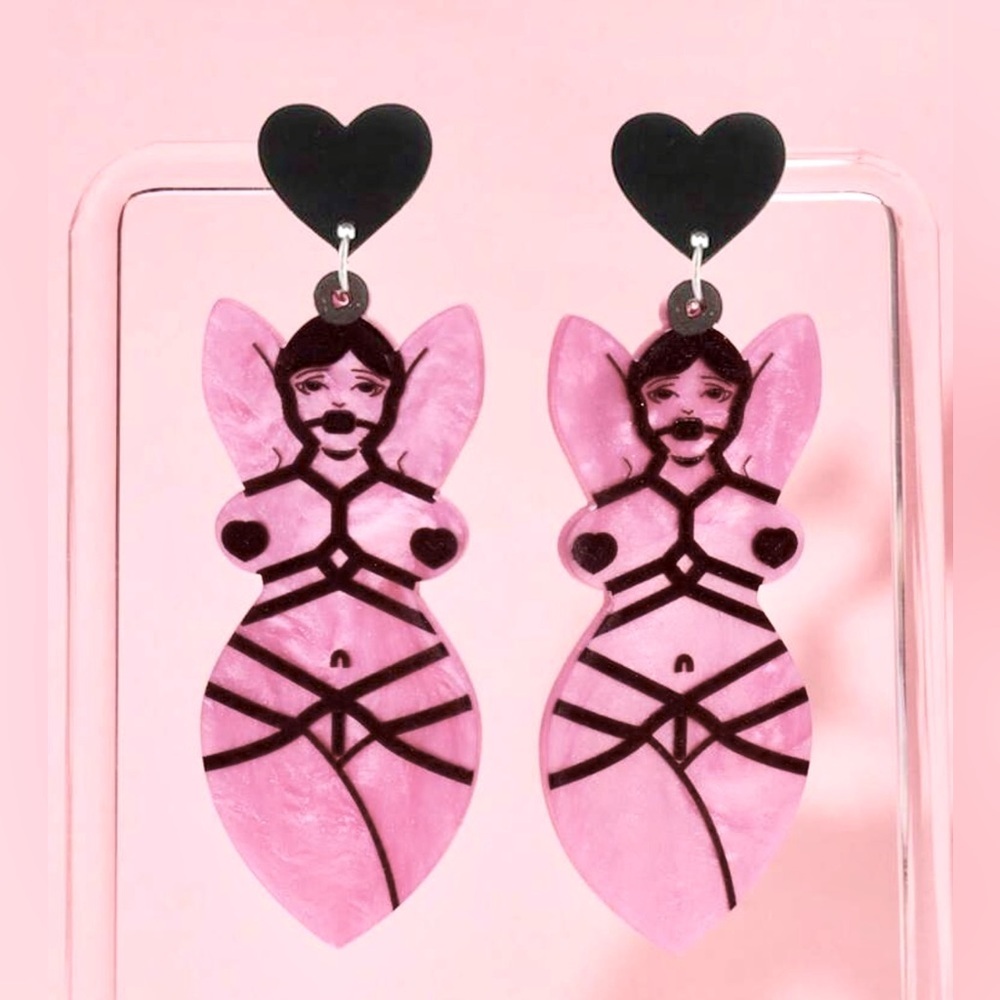 1pair Unique And Funny Heart Shape,BDSM life style Earrings,Gift For Women, fun!